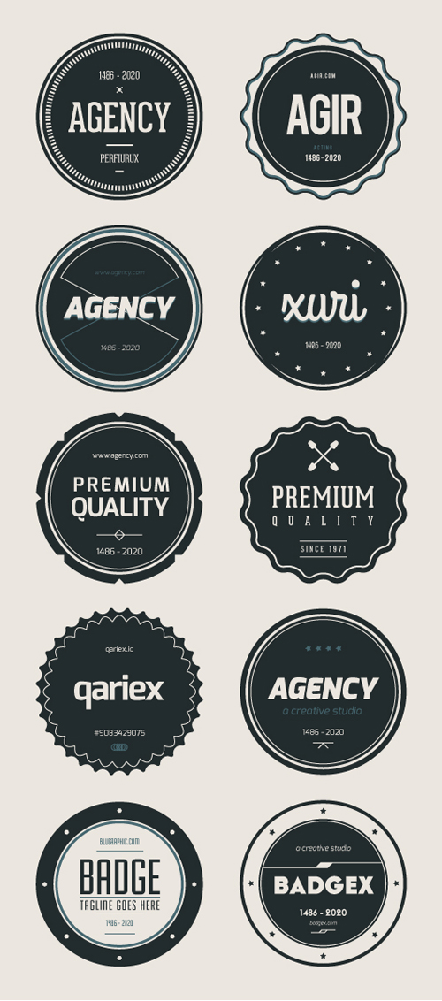 Flat Retro Badges (Ai, Eps)