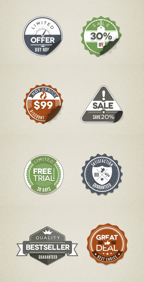 Modern Vintage Stickers Badges