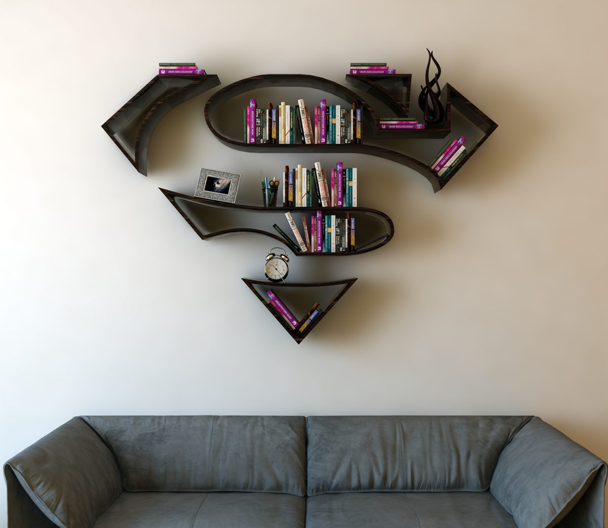 SuperMan 3D Book Shelf Idea 3