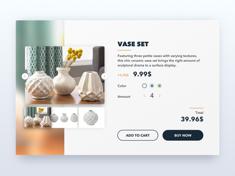 clean product page Ui design layout