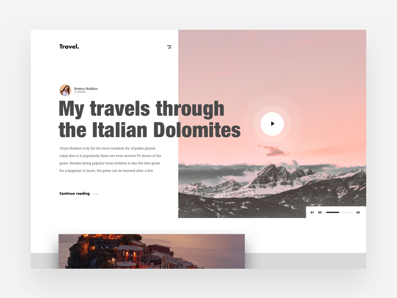 clean and simple travel website ui design