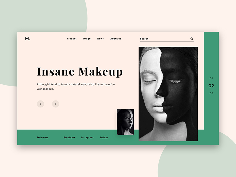 Makeup web layout UI header