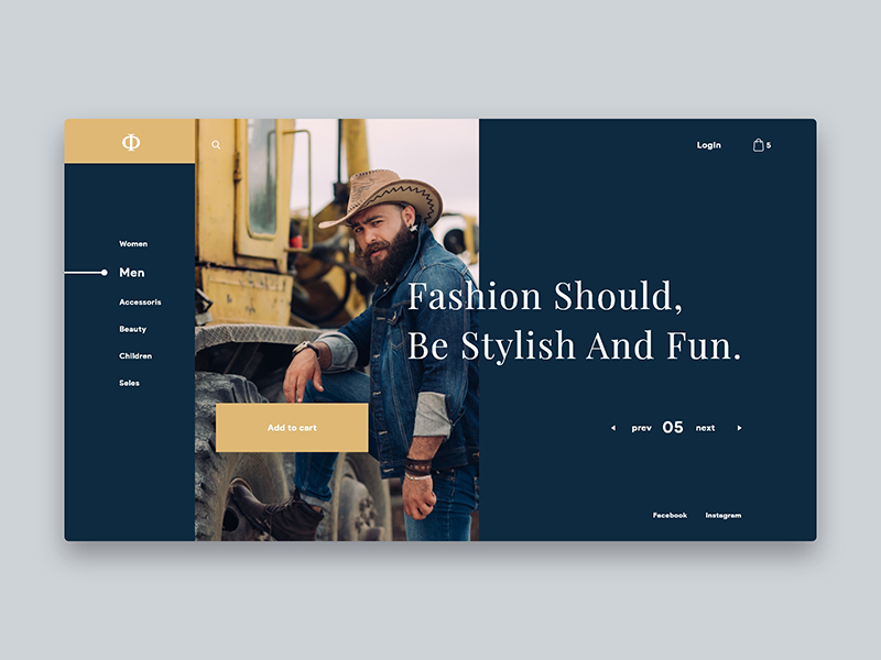 Web Layout for Mens fashion website