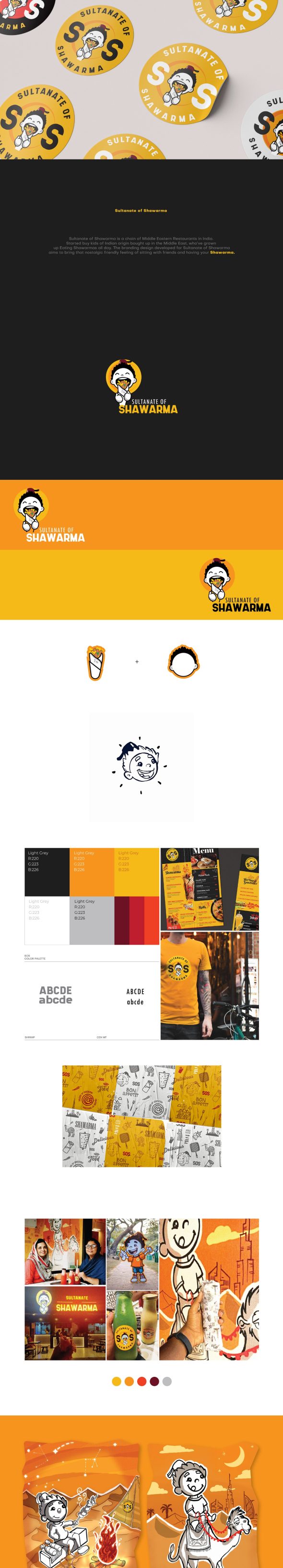 English Shawarma place logo design and brand identity items